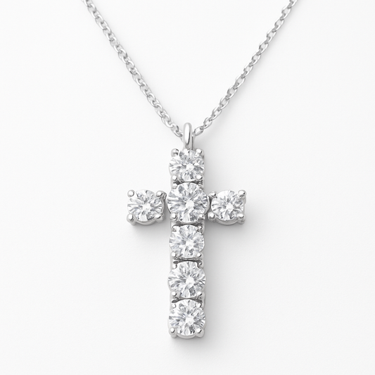 Cross Necklace Lab Grown White Stone