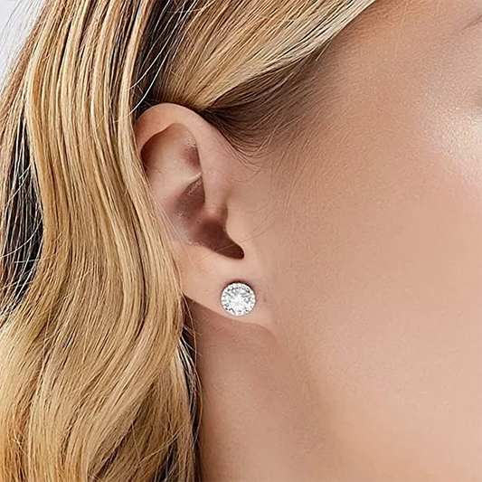 Bemmi Blue Stud Earrings Lab Grown White Stone