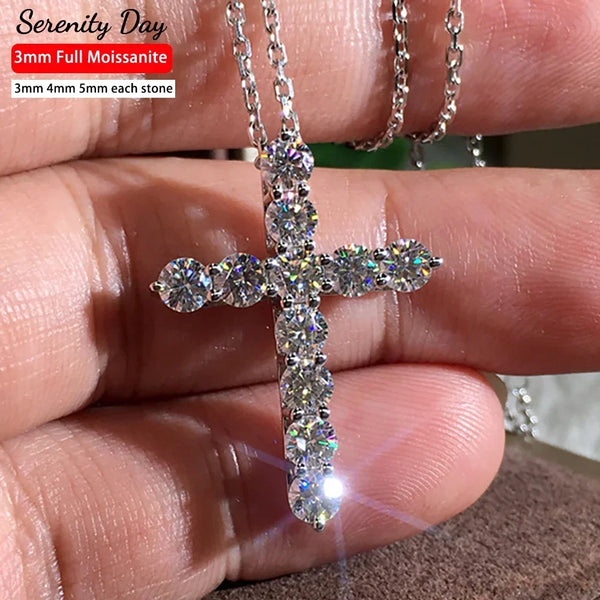 Sparkling Moissanite Cross Necklace