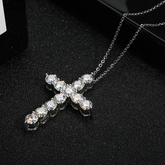 Cross Necklace Lab Grown White Stone