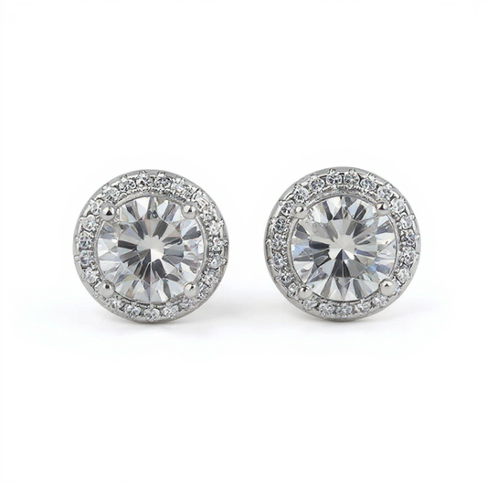 Bemmi Blue Stud Earrings Lab Grown White Stone